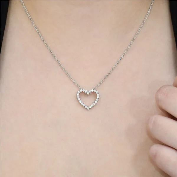 14K White Gold 0.50 ctw Diamond Heart Necklace Image 2 Paul Bensel Jewelers Yuma, AZ