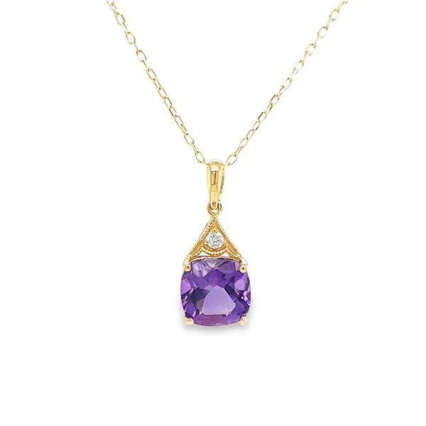 14K Yellow Gold Amethyst Solitaire Necklace Paul Bensel Jewelers Yuma, AZ