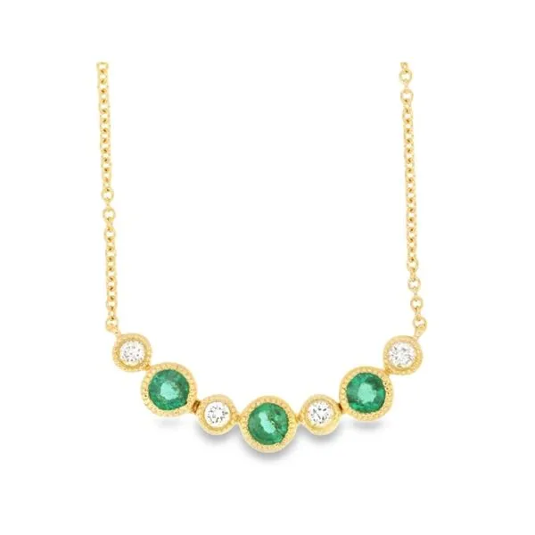 14K Yellow Gold Emerald and Diamond Necklace Paul Bensel Jewelers Yuma, AZ