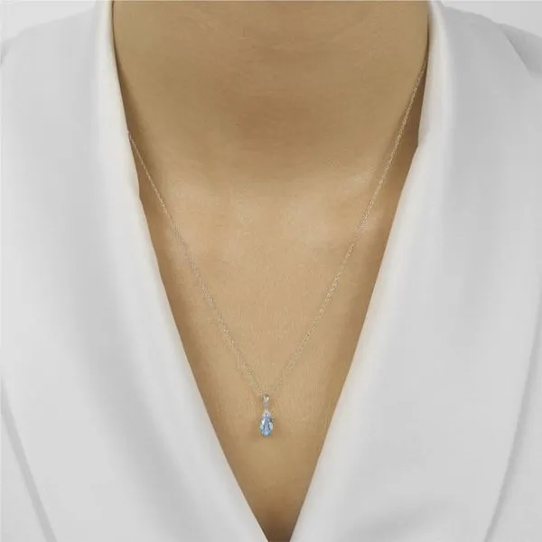 10K White Gold Blue Topaz and Diamond Necklace Image 2 Paul Bensel Jewelers Yuma, AZ
