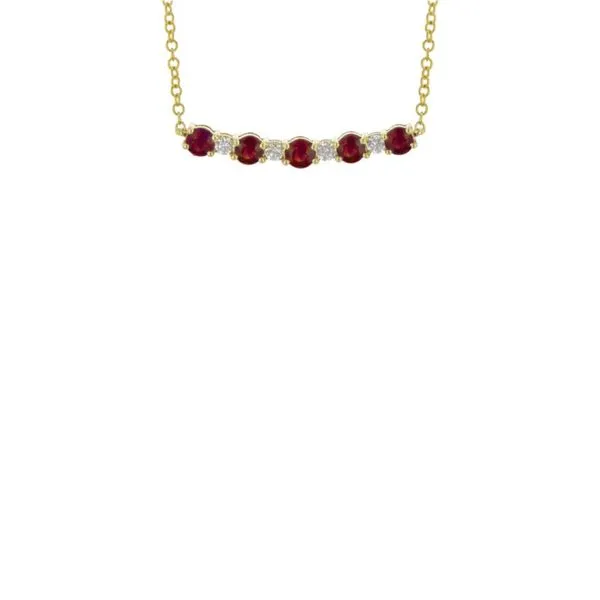 14K Yellow Gold Ruby and Diamond Smile Necklace Image 2 Paul Bensel Jewelers Yuma, AZ