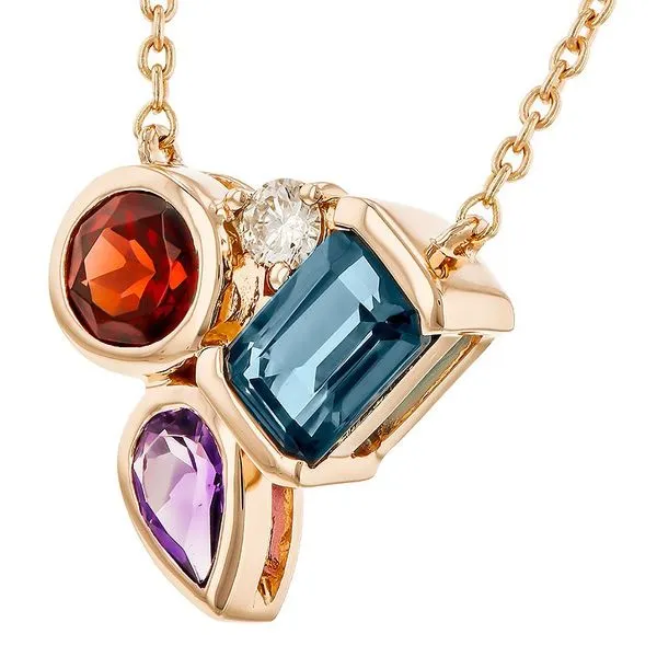 14K Rose Gold Multi-Stone Necklace Image 2 Paul Bensel Jewelers Yuma, AZ