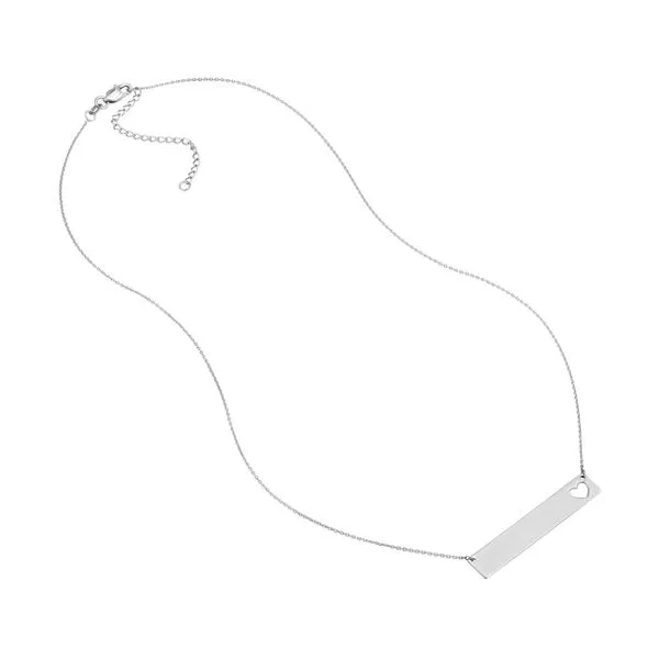 Sterling Silver Cutout Heart Bar Necklace Image 2 Paul Bensel Jewelers Yuma, AZ