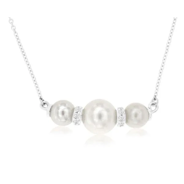 14K White Gold Cultured Freshwater Pearl and Diamond Necklace Paul Bensel Jewelers Yuma, AZ