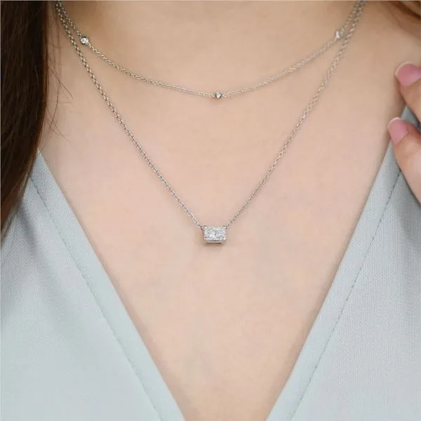 14K White Gold 1.01 Carat Radiant Cut Lab Grown Solitaire Diamond Necklace Image 2 Paul Bensel Jewelers Yuma, AZ