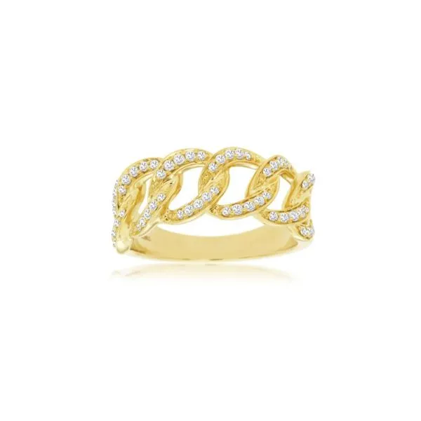 14K Yellow Gold Diamond Curb Chain Ring Image 3 Paul Bensel Jewelers Yuma, AZ