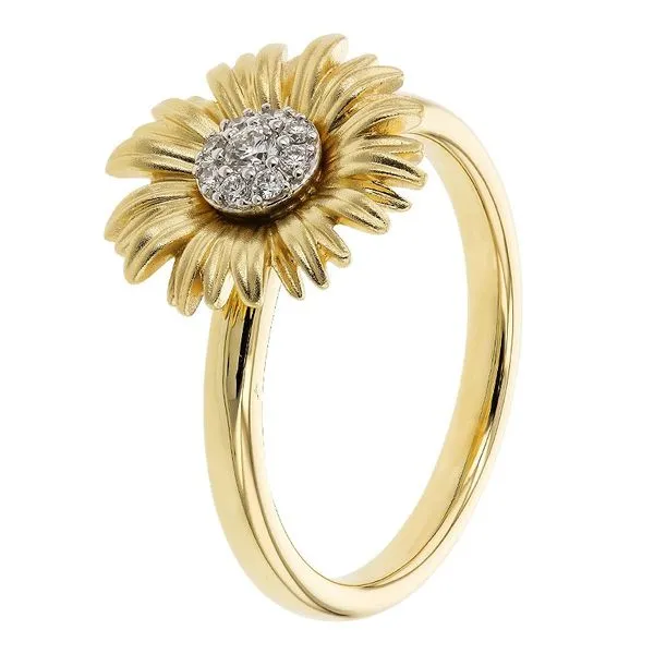 14K Two Tone Sunflower Motif Ring Image 3 Paul Bensel Jewelers Yuma, AZ
