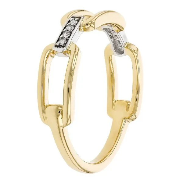 14K Two Tone Link Motif Diamond Fashion Ring Image 2 Paul Bensel Jewelers Yuma, AZ