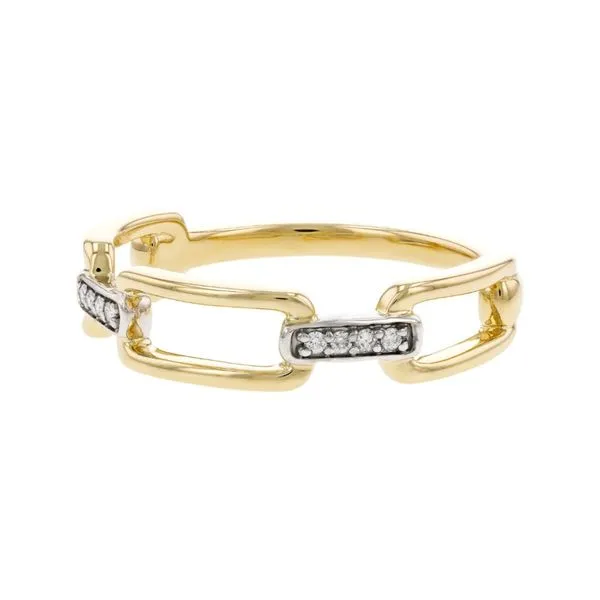 14K Two Tone Link Motif Diamond Fashion Ring Image 3 Paul Bensel Jewelers Yuma, AZ