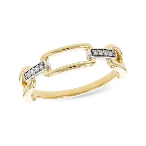 14K Two Tone Link Motif Diamond Fashion Ring Paul Bensel Jewelers Yuma, AZ