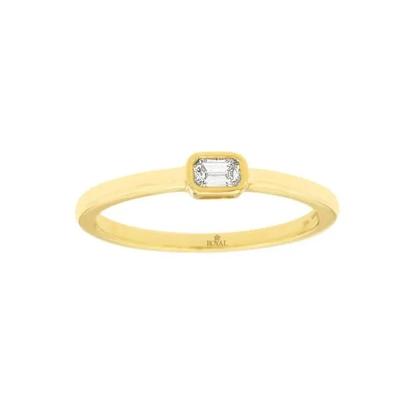 14K Yellow Gold  Bezel Set Emerald Cut Diamond Stackable Ring Image 2 Paul Bensel Jewelers Yuma, AZ