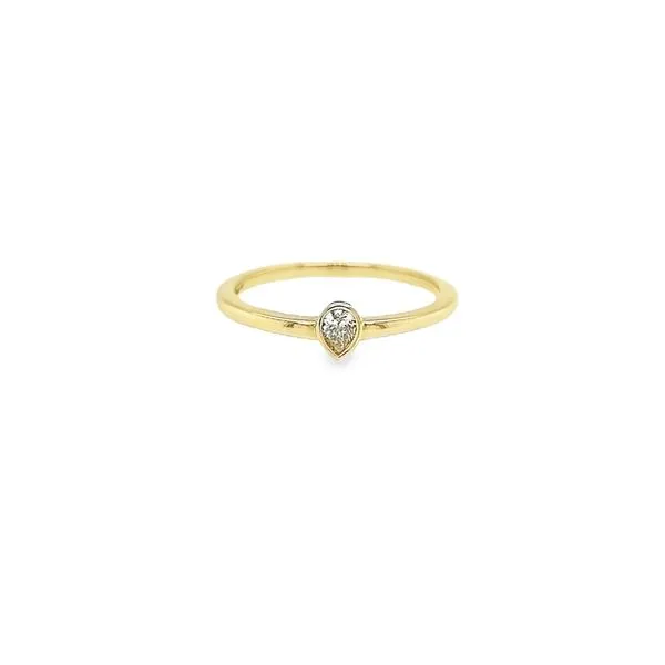 14K Yellow Gold Bezel Set Pear Shape Diamond Stackable Ring Paul Bensel Jewelers Yuma, AZ