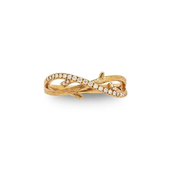14K Yellow Gold 0.14 ctw Bark Motif Diamond Fashion Ring Paul Bensel Jewelers Yuma, AZ