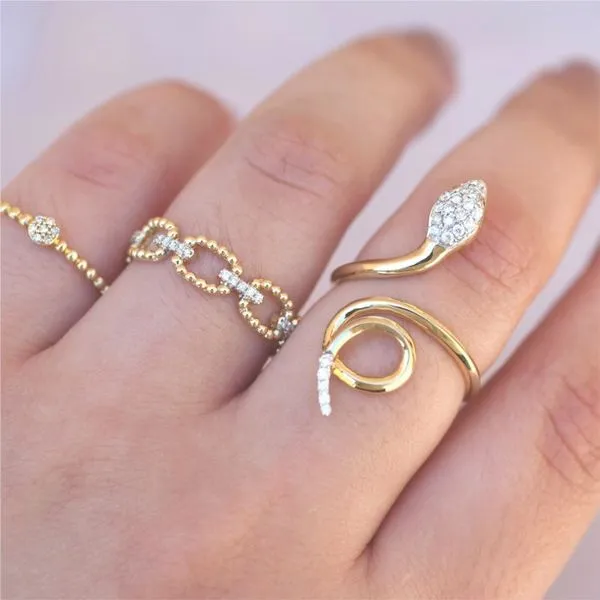 14K Yellow Gold 0.18 ctw Diamond Snake Ring Image 2 Paul Bensel Jewelers Yuma, AZ