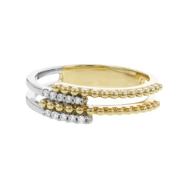 14K Two Tone Bypass Style Beaded Diamond Fashion Ring Image 3 Paul Bensel Jewelers Yuma, AZ