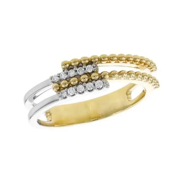 14K Two Tone Bypass Style Beaded Diamond Fashion Ring Paul Bensel Jewelers Yuma, AZ