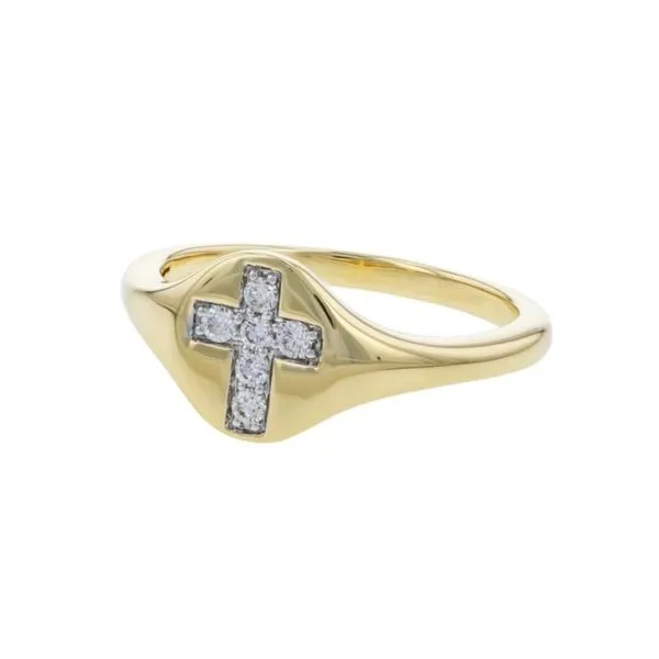 14K Yellow Gold Cross Motif Signet Style Fashion Ring Image 3 Paul Bensel Jewelers Yuma, AZ