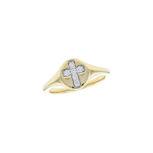 14K Yellow Gold Cross Motif Signet Style Fashion Ring Image 4 Paul Bensel Jewelers Yuma, AZ