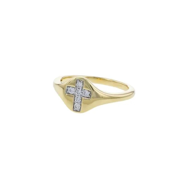 14K Yellow Gold Cross Motif Signet Style Fashion Ring Image 5 Paul Bensel Jewelers Yuma, AZ