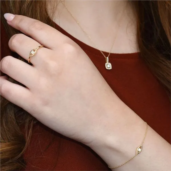 14K Yellow Gold Diamond Evil Eye Fashion Ring Image 2 Paul Bensel Jewelers Yuma, AZ
