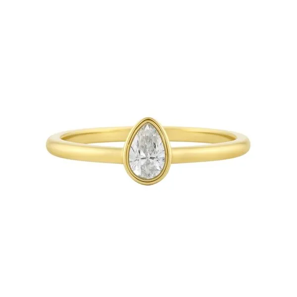 14K Yellow Gold Bezel Set Pear Shape Diamond Stackable Ring Paul Bensel Jewelers Yuma, AZ