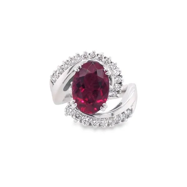 14K White Gold Bensel Made Bypass Pink Tourmaline Ring Image 4 Paul Bensel Jewelers Yuma, AZ
