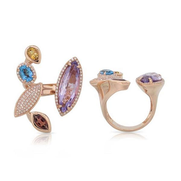 14K Rose Gold Negative Space Multi Colored Stone Fashion Ring Paul Bensel Jewelers Yuma, AZ