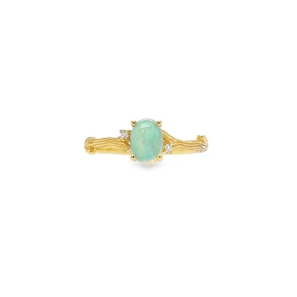 14K Yellow Gold Tree Bark Motif Opal Fashion Ring Paul Bensel Jewelers Yuma, AZ