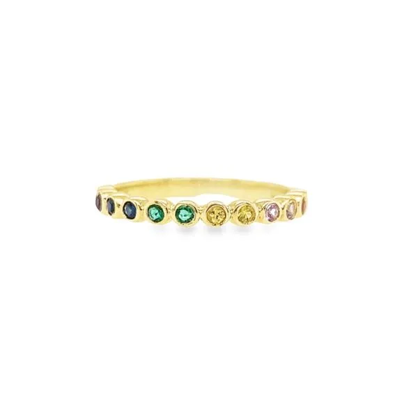 14K Yellow Gold Bezel Set Rainbow Sapphire Ring Paul Bensel Jewelers Yuma, AZ