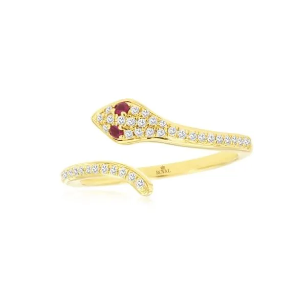 14K Yellow Gold Ruby and Diamond Snake Motif Fashion Ring Paul Bensel Jewelers Yuma, AZ