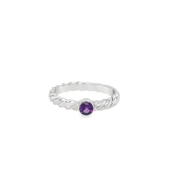 14K White Gold Twisted Rope Amethyst Stackable Fashion Ring Paul Bensel Jewelers Yuma, AZ