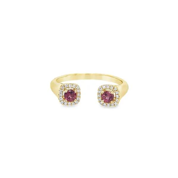 14K Yellow Gold Rhodolite Garnet and Diamond Negative Space Fashion Ring Paul Bensel Jewelers Yuma, AZ