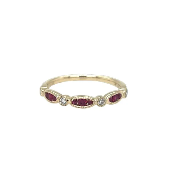 14K Yellow Gold Ruby and Diamond Marquise Dot Stackable Ring Paul Bensel Jewelers Yuma, AZ