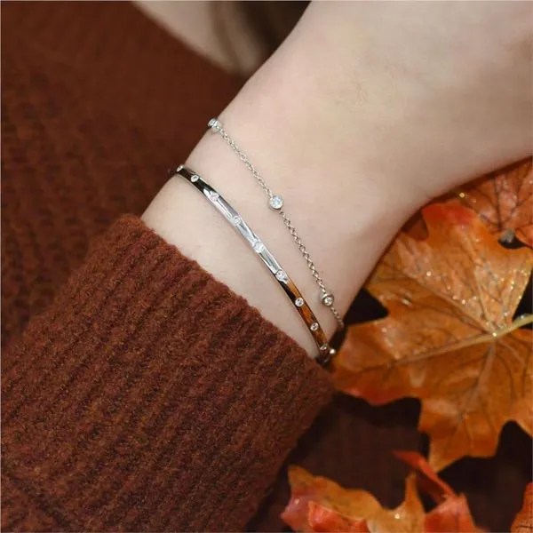 14K White Gold Flush Set Hinged Diamond Bangle Bracelet Image 2 Paul Bensel Jewelers Yuma, AZ