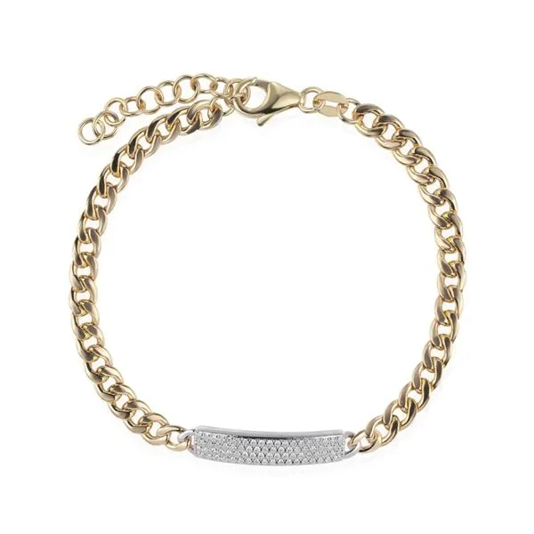 14K Two Tone Curb Link Diamond Pavé ID Bracelet Paul Bensel Jewelers Yuma, AZ