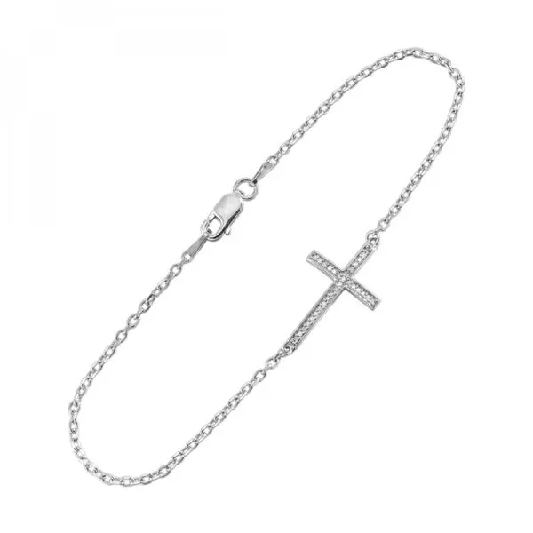 Sterling Silver 0.10 ctw Diamond Cross Bracelet Image 3 Paul Bensel Jewelers Yuma, AZ