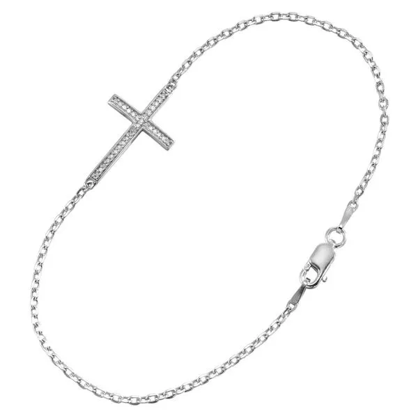Sterling Silver 0.10 ctw Diamond Cross Bracelet Image 4 Paul Bensel Jewelers Yuma, AZ