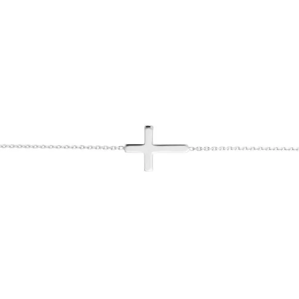Sterling Silver Sideways Mini Cross Adjustable Bracelet Image 2 Paul Bensel Jewelers Yuma, AZ