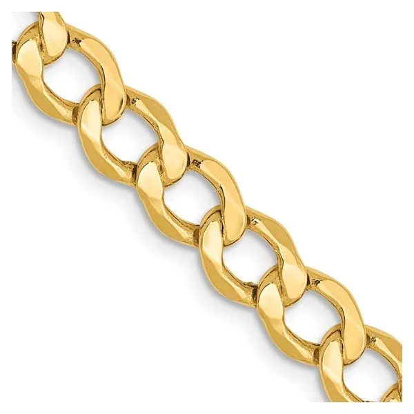 10K Yellow Gold 5.25 mm Semi-Solid Curb Link Chain - 24 inches Image 2 Paul Bensel Jewelers Yuma, AZ