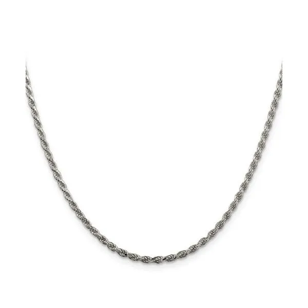 Sterling Silver Rhodium-Plated 2.25 mm D/C Rope Chain - 24 inches Image 2 Paul Bensel Jewelers Yuma, AZ