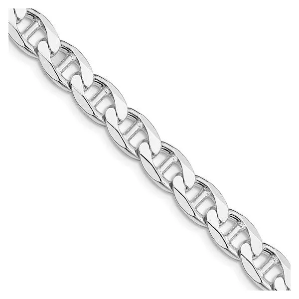 Sterling Silver Rhodium-Plated 7.4 mm Flat Cuban Anchor Chain - 24 inches Image 2 Paul Bensel Jewelers Yuma, AZ