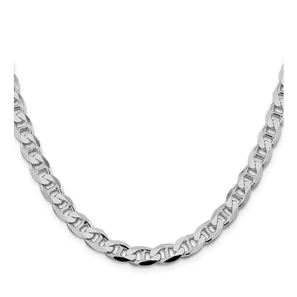 Sterling Silver Rhodium-Plated 7.4 mm Flat Cuban Anchor Chain - 24 inches Paul Bensel Jewelers Yuma, AZ
