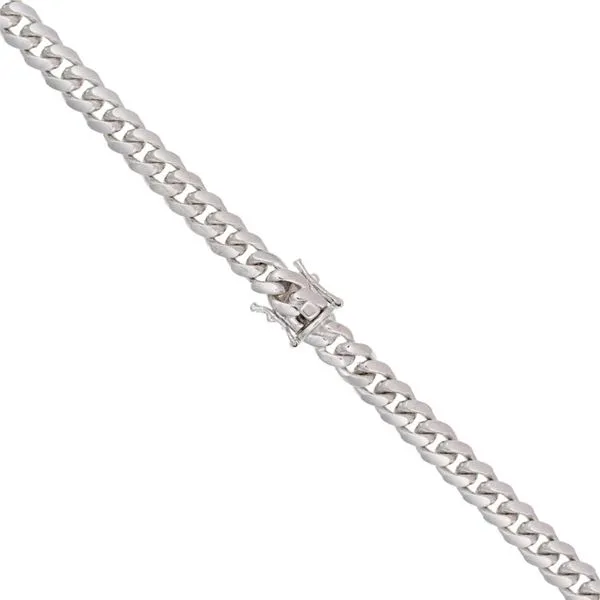 Sterling Silver Rhodium Plated 8.25 mm Miami Cuban Chain - 24 inches Image 2 Paul Bensel Jewelers Yuma, AZ