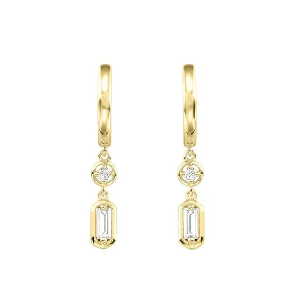 14K Yellow Gold Diamond Dangle Hugger Hoops Paul Bensel Jewelers Yuma, AZ