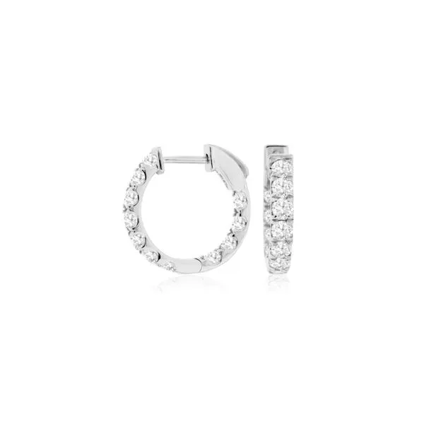 14K White Gold 16 mm Inside-Out Diamond Hoops Image 2 Paul Bensel Jewelers Yuma, AZ