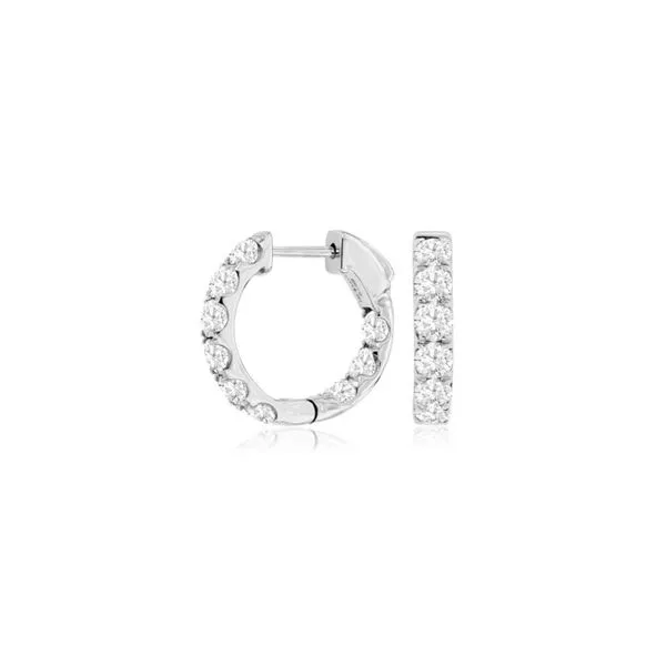 14K White Gold 16 mm Inside-Out Diamond Hoops Image 2 Paul Bensel Jewelers Yuma, AZ