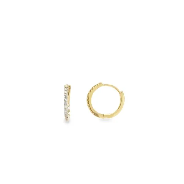 14K Yellow Gold 10.5 mm Diamond Hugger Hoops Paul Bensel Jewelers Yuma, AZ