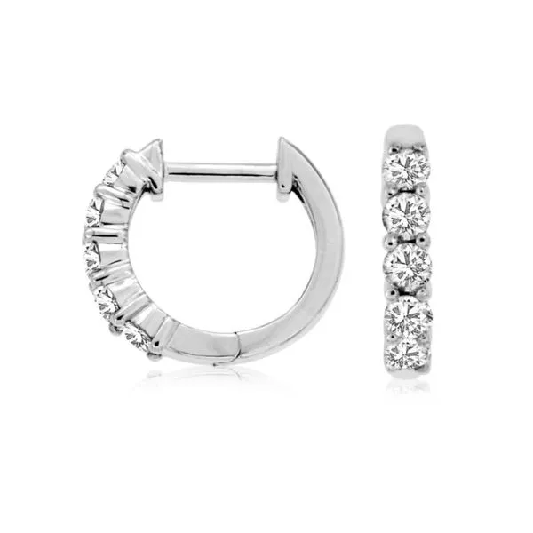 14K White Gold 12 mm Diamond Hugger Hoops Paul Bensel Jewelers Yuma, AZ