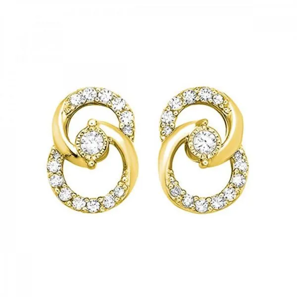 10K Yellow Gold 0.25 ctw Double Circle Diamond Earrings Paul Bensel Jewelers Yuma, AZ
