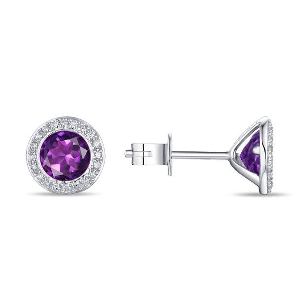 14K White Gold Amethyst Halo Studs Paul Bensel Jewelers Yuma, AZ